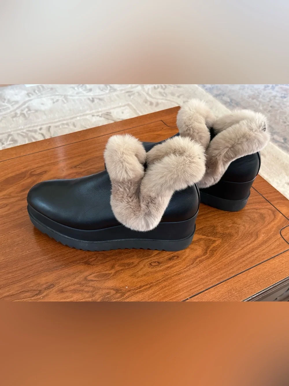 Akada Wellies Faux Fur Platform Clogs Black EU 38 Women’s Winter Shoes